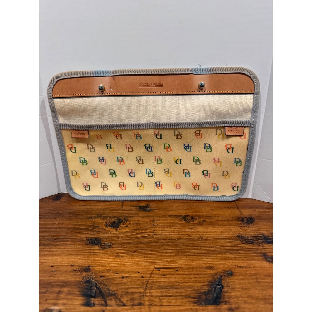 Dooney & Bourke Vintage Rainbow Monogram Canvas Leather Organizer Insert Clutch